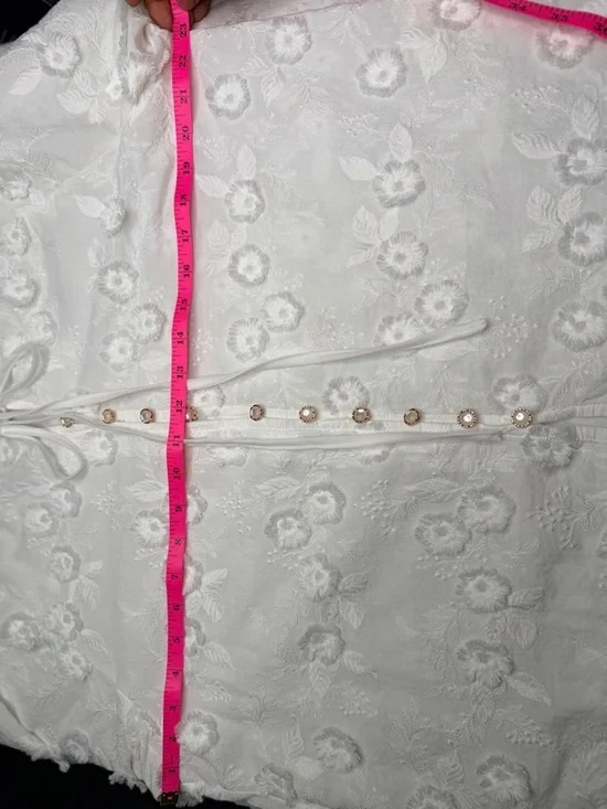 White Floral Embroidered 100% Cotton Boho Blouse | Cottagecore - Picture 5 of 8